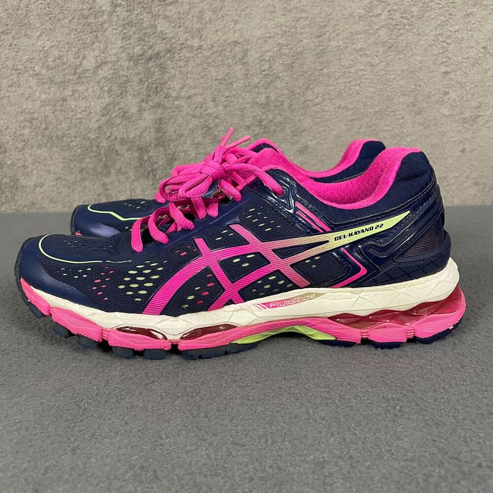 Asics Gel-Kayano 22 Sneaker Women US 6.5 Navy Pink Lace-Up Running Shoes T597N - Picture 7 of 14